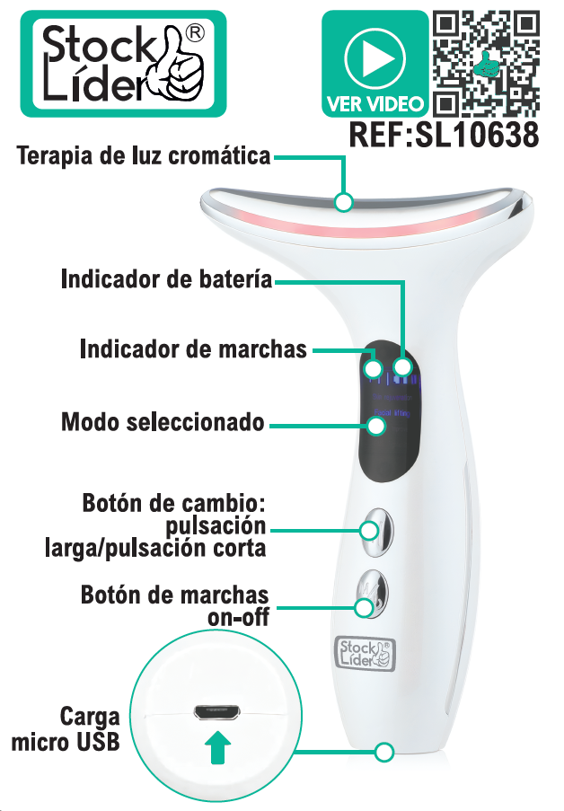 Massajador Facial Rejuvenescedor com Terapia de Luz e Vibração Suave