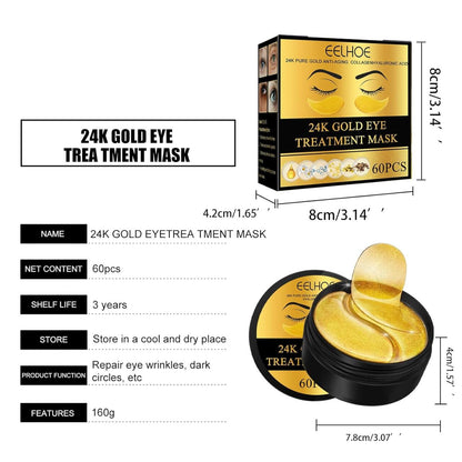 EELHOE Patches de Ouro 24K para Olhos – 60 Unidades ✨👁️